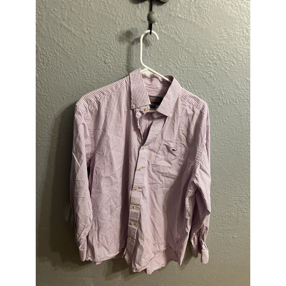 Vineyard Vines Murray Shirt Purple White Plaid Size Large‎ long sleeve sleeve
